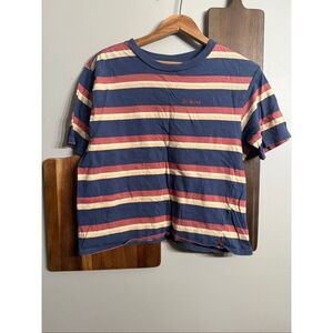 Dickies Multicolor Striped Short Sleeve 100% Cotton Tomboy T-Shirt Large